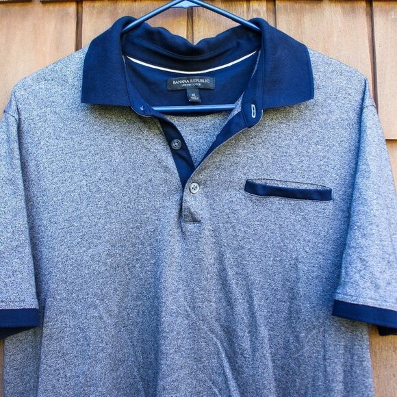 Banana Republic Luxury Touch Polo Short Sleeve Shirt Grey Blue XL Golf - Picture 3 of 7